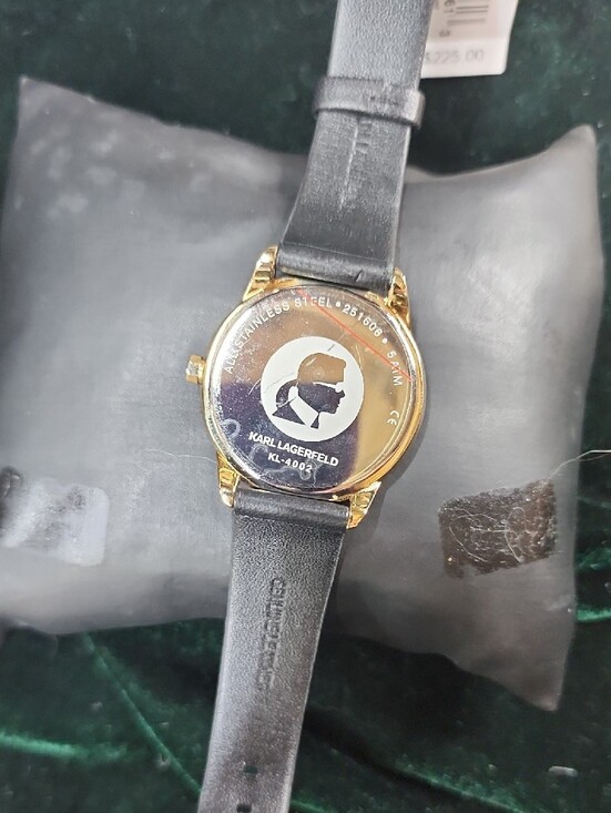 Karl Lagerfeld Optik Gold Faceted Bezel Black Leather Watch KL4002 main image 5